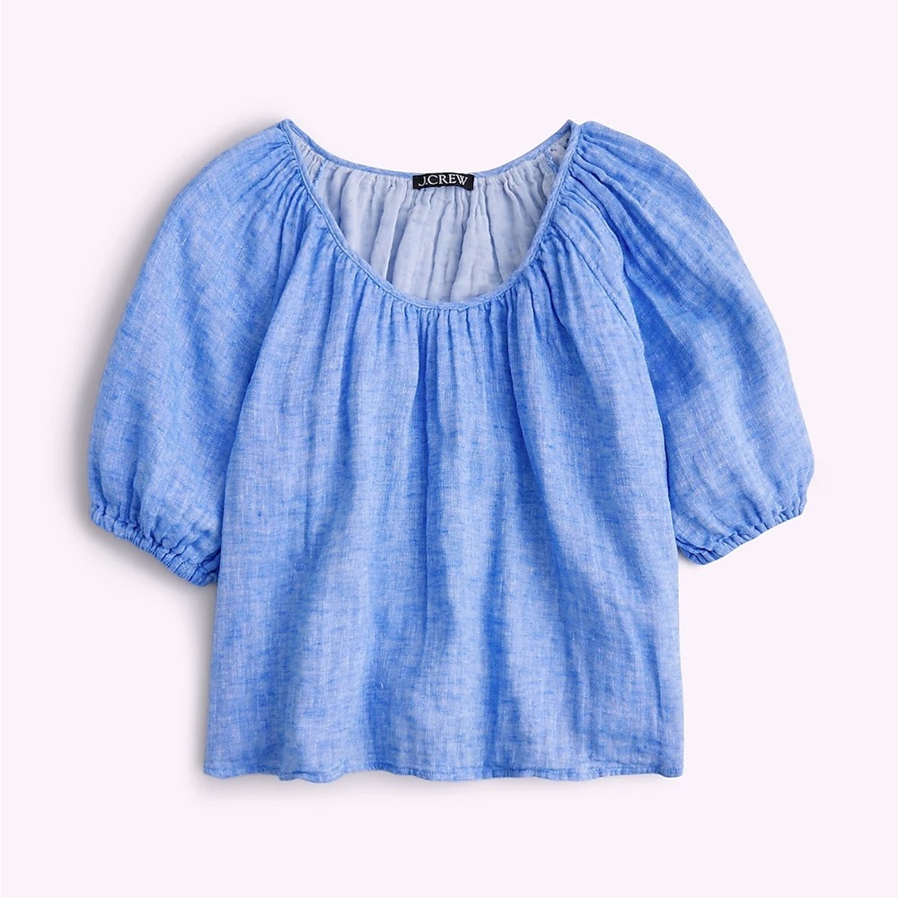 J.Crew Swingy puff sleeve top in cotton linen blend gauze NWT